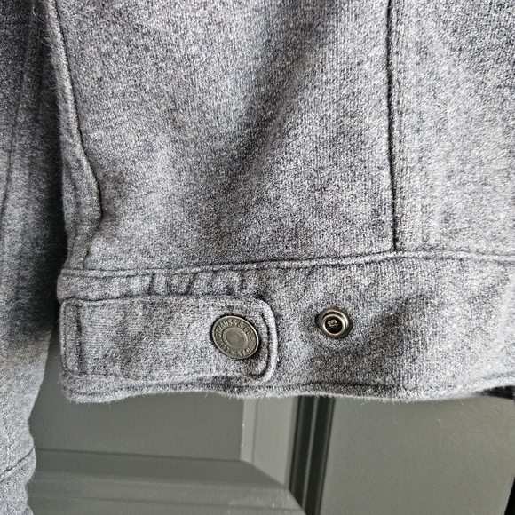 Levi's French Terry Sweatshirt Trucker Jacket Snap Front Gray Sz Small - Picture 8 of 12